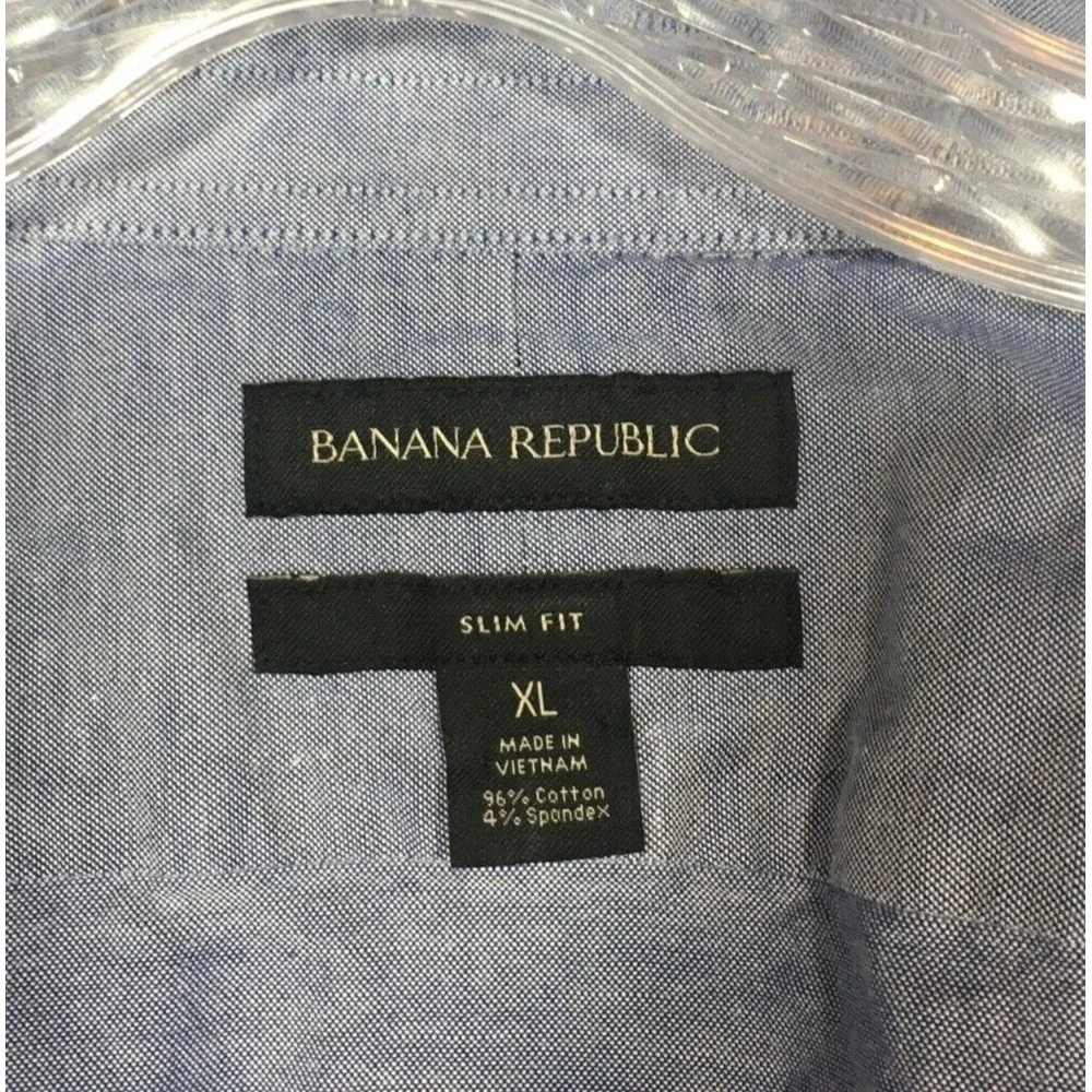 Banana Republic XL Slim Fit Dress Shirt Light Blue Cotton Stretch